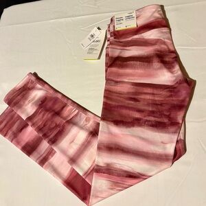 Old Navy Girls' Pink and Burgundy Watercolor Stripe Leggings Sz Large